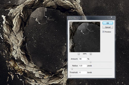 5 sharpen 500x331 Create a Rocky Text Effect with Space Background in Photoshop