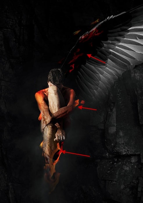 5 paste behind 492x700 Design a One Winged Fallen Angel Scene in Photoshop
